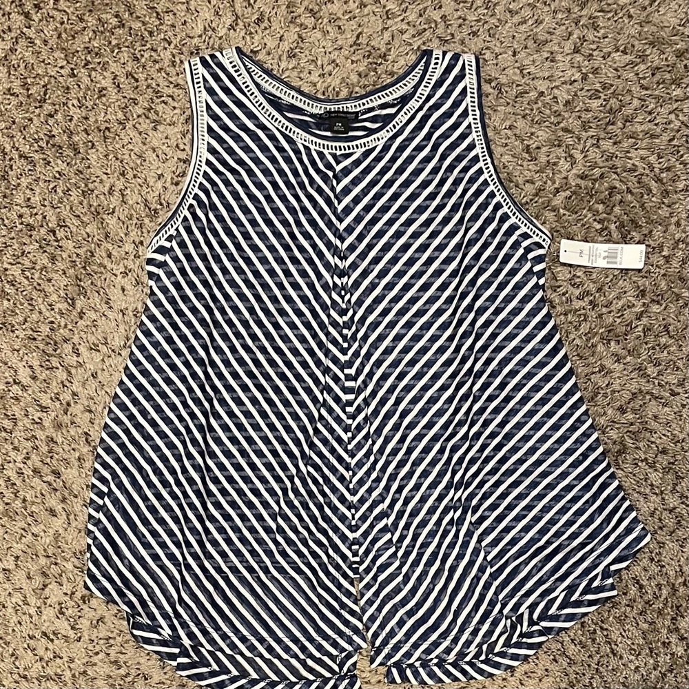 New Directions Petite Striped Sleeveless Swing Top